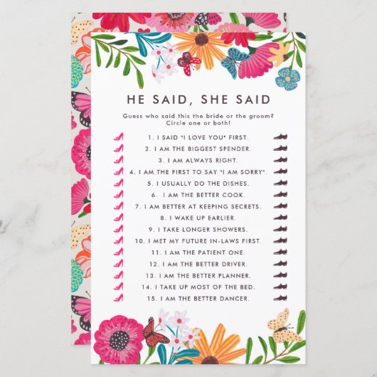 Wilde bloemen Hij zei dat ze vrijgezellenfeest wil (Voorkant / Achterkant)