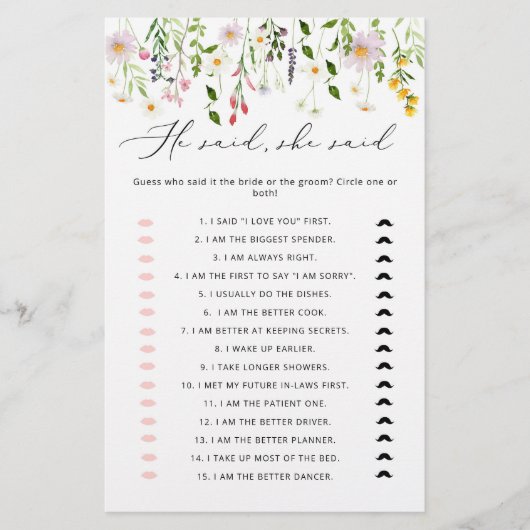 Wilde bloemen Hij zei dat ze vrijgezellenfeest wil (Voorkant)