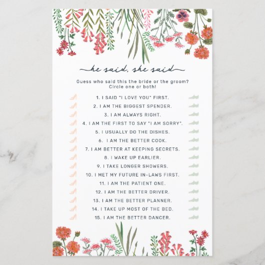 Wilde bloemen Hij zei dat ze vrijgezellenfeest wil (Voorkant)