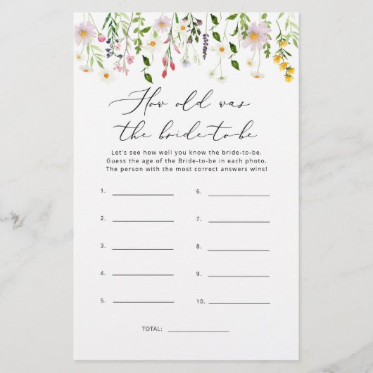 Wilde bloemen Hoe oud was de bruid om mee te spele (Voorkant)