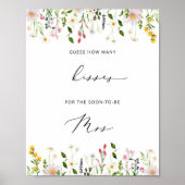 Wilde bloemen hoeveel kusjes bruids douche spel poster (Voorkant)