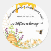 Wilde Bloemen Honing Pot Etiketten | Bijen Bijenim (Voorkant)