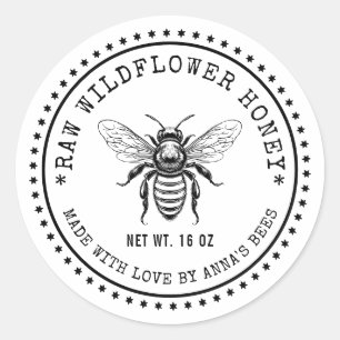 Wilde bloemen honinglabel met aangepaste kleur bij ronde sticker