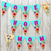 Wilde bloemen houden van je, mama vlaggetjes