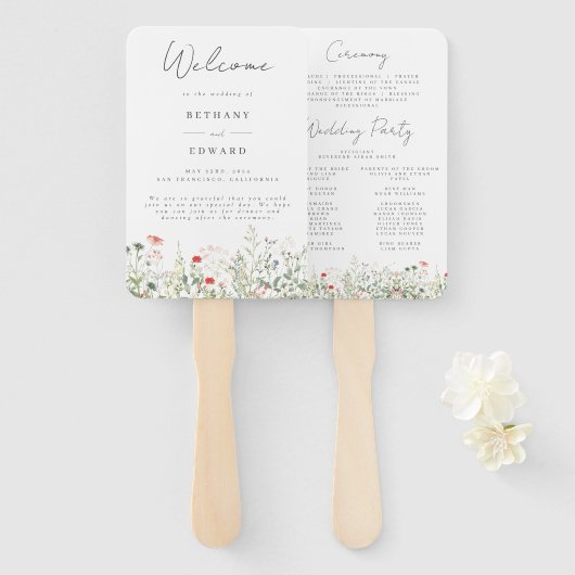 Wilde Bloemen Huwelijk Handwaaier (Voorkant en achterkant)