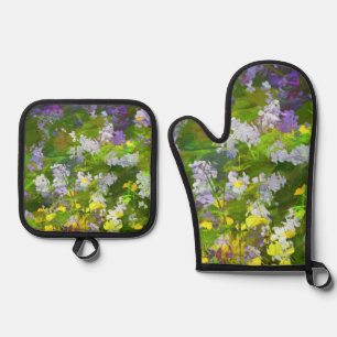 Wilde Bloemen Impasto Schilderij Originele Bloem K Ovenwant & Pannenlap Set