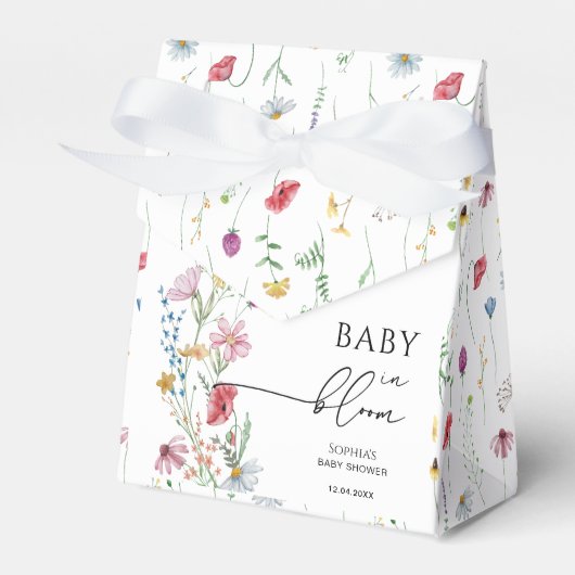 Wilde bloemen in Bloom Baby shower Bedankdoosjes (Voorkant Zijde)