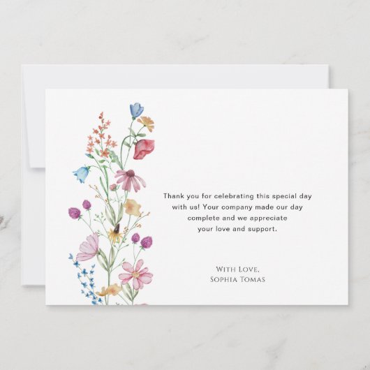Wilde bloemen in Bloom Baby shower Bedankkaart (Achterkant)