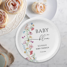 Wilde bloemen in Bloom Baby shower Papieren Bordje