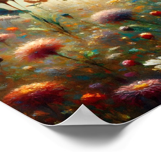 Wilde bloemen in Bloom, omringd door vlinders Poster (Hoek)