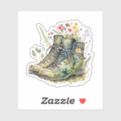 Wilde bloemen in Boots Sticker (Vel)