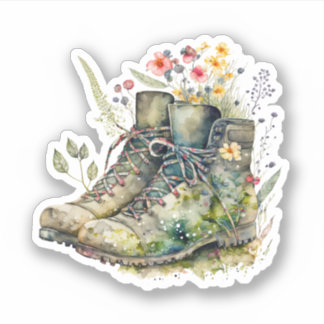 Wilde bloemen in Boots Sticker