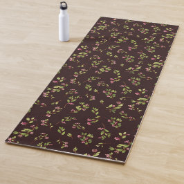 Wilde bloemen in chocoladebruin gegooid yogamat