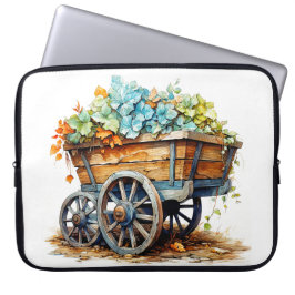  wilde bloemen in een houten wagen laptop sleeve