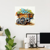  wilde bloemen in een houten wagen poster (Thuiskantoor)