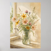 Wilde bloemen in een pot waterkleurenposter poster (Voorkant)