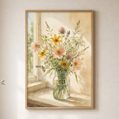 Wilde bloemen in een pot waterkleurenposter poster