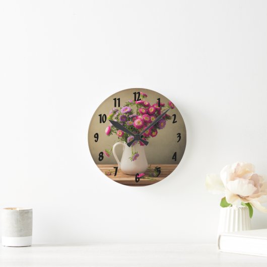Wilde Bloemen in een Vaas Wandklok (Huis)