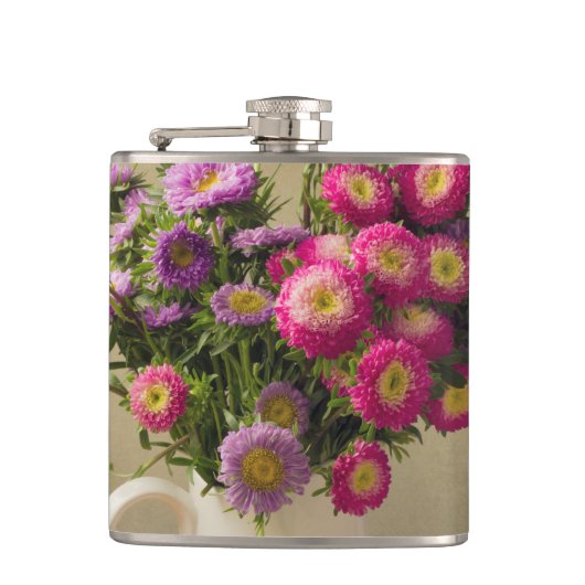 Wilde bloemen in een Vase Whiskey Flask Heupfles (Voorkant)