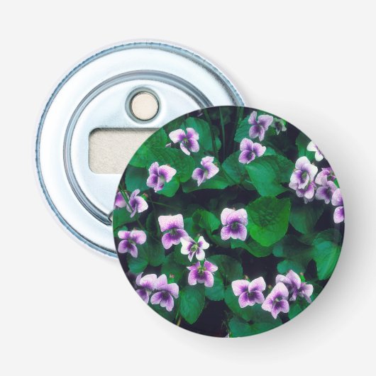 Wilde bloemen in het bos button flesopener (Voorkant)