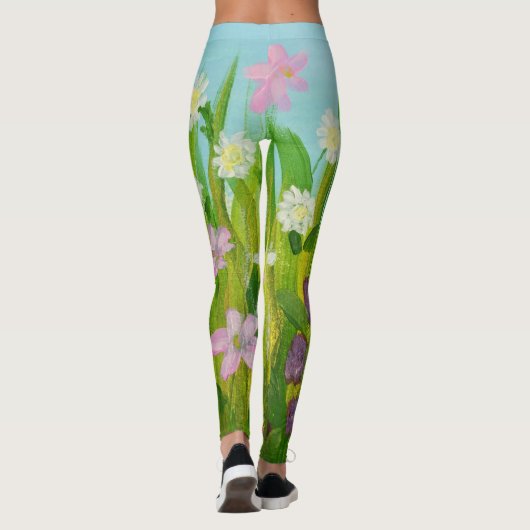 Wilde bloemen in het gras leggings (Achterkant)