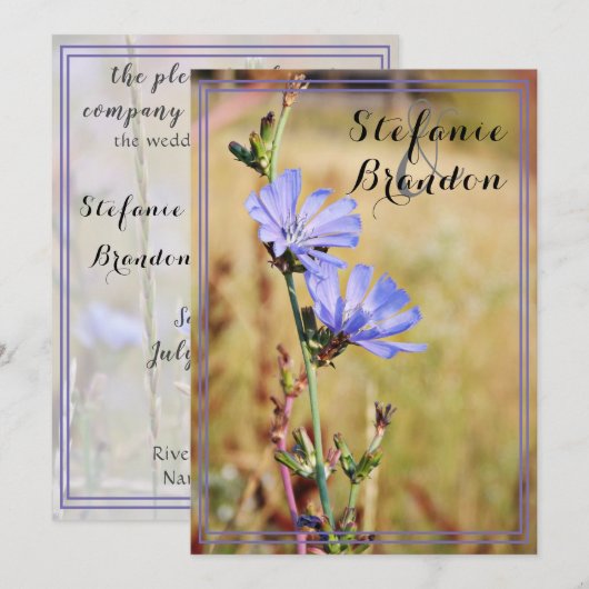 Wilde bloemen in het huwelijk van 's morgens kaart (Voorkant / Achterkant)