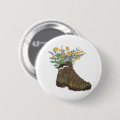 Wilde bloemen in het wandelende opstapje Trucker H Ronde Button 5,7 Cm (Voorkant /achterkant)