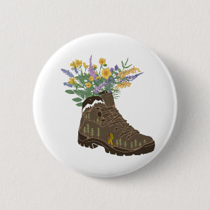 Wilde bloemen in het wandelende opstapje Trucker H Ronde Button 5,7 Cm
