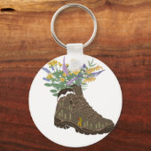 Wilde bloemen in Hiking Boot Camping T-Shirt Sleutelhanger (Voorkant)