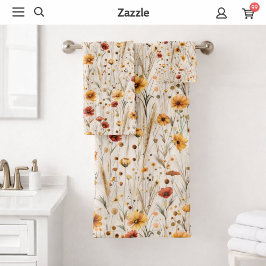 Wilde Bloemen in Landelijke Stijl - Boho Herbst Bl Bad Handdoek