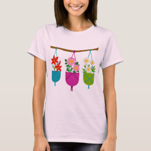 wilde bloemen in levendige potten t-shirt