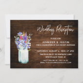 Wilde bloemen in Mason Jar Rustic Wedding Receptio Kaart (Voorkant)