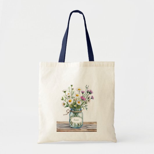 Wilde bloemen in Metselaars Pot met Aangepaste Naa Tote Bag (Voorkant)