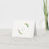 Wilde bloemen in Moss Monogram Note Card Notitiekaartje (Voorkant)
