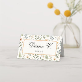 Wilde bloemen in neutrale kleuren plaatskaartje