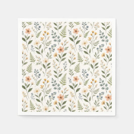 Wilde bloemen in neutrale kleuren servet