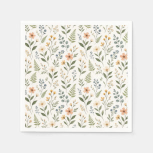 Wilde bloemen in neutrale kleuren servet