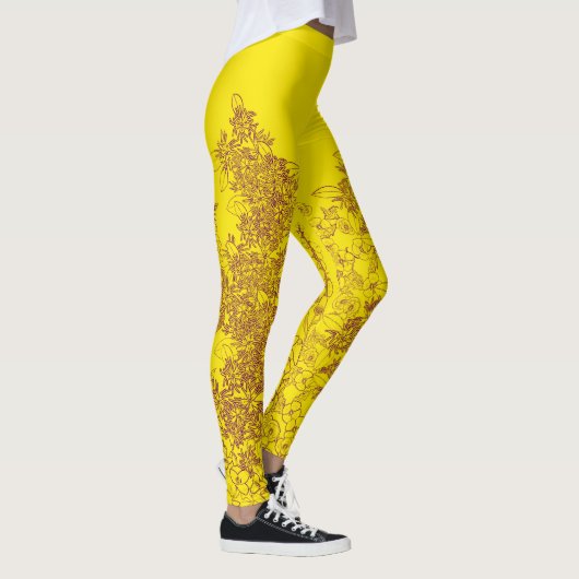 Wilde bloemen in Paars en goud door Aleta Leggings (Rechts)