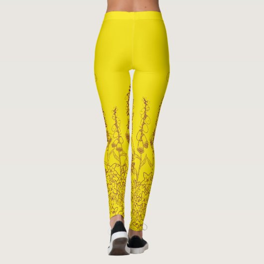 Wilde bloemen in Paars en goud door Aleta Leggings (Achterkant)