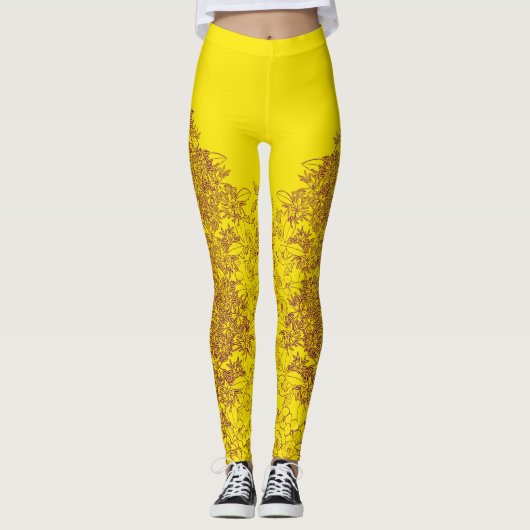 Wilde bloemen in Paars en goud door Aleta Leggings (Voorkant)