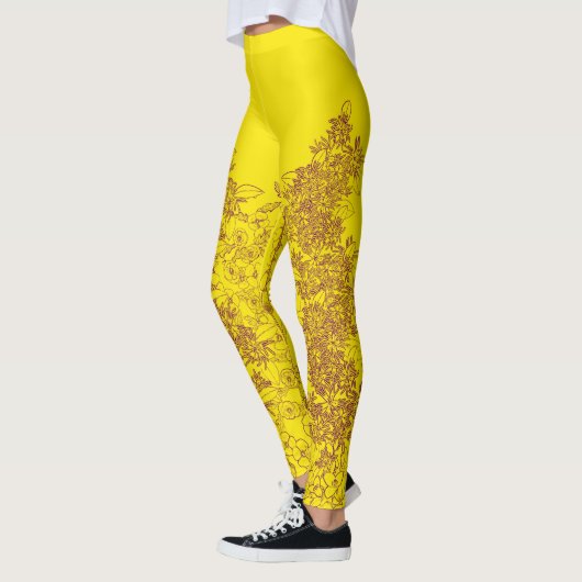 Wilde bloemen in Paars en goud door Aleta Leggings (Links)