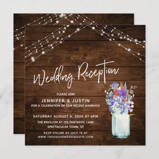 Wilde Bloemen in Pot Landelijke Verlichting Trouwr Kaart (Voorkant / Achterkant)