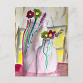 Wilde bloemen in vase abstracte kunst briefkaart (Voorkant)