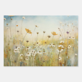 WILDE BLOEMEN IN VELD ONTKOPPELEN DECORATIEF PAPIE INPAKPAPIER VEL