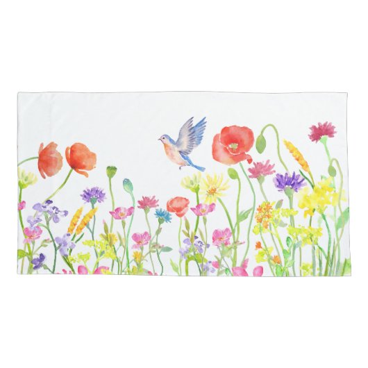 wilde bloemen in voorjaarskussen, dubbelzijdig kussensloop (Achterkant)