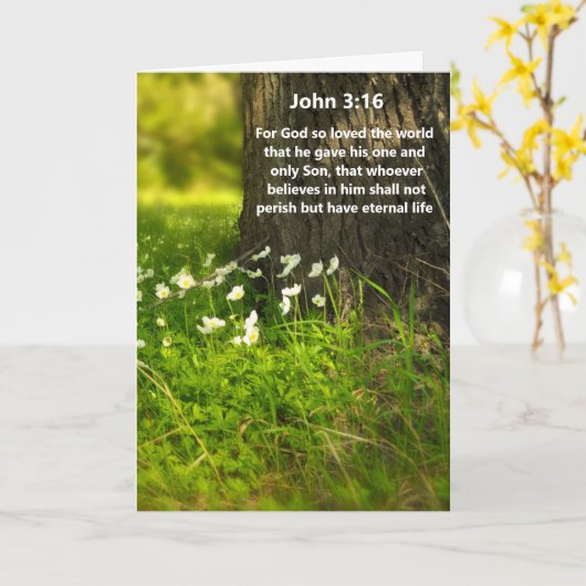 Wilde Bloemen Johannes 3:16 Bijbelvers Wenskaart Kaart (Gele Bloem)
