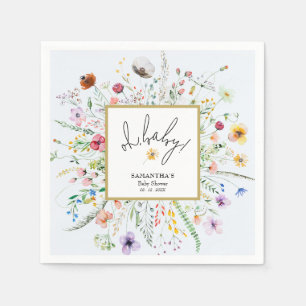 Wilde Bloemen Jongens Baby Shower Blauw Servet