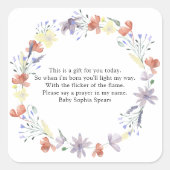 Wilde bloemen - Kaaretiket gebeden Vierkante Sticker (Voorkant)