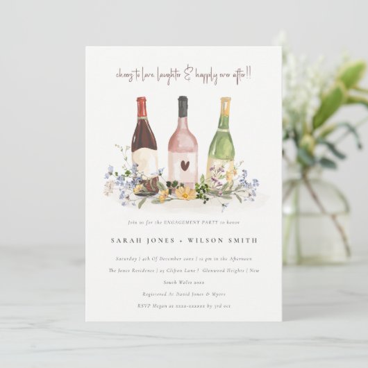 Wilde bloemen Kaas om van wijn te houden Verloving Kaart (Staand voorkant)