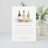 Wilde bloemen Kaas Wijnflessen Weddenschap Details Informatiekaartje (Staand voorkant)